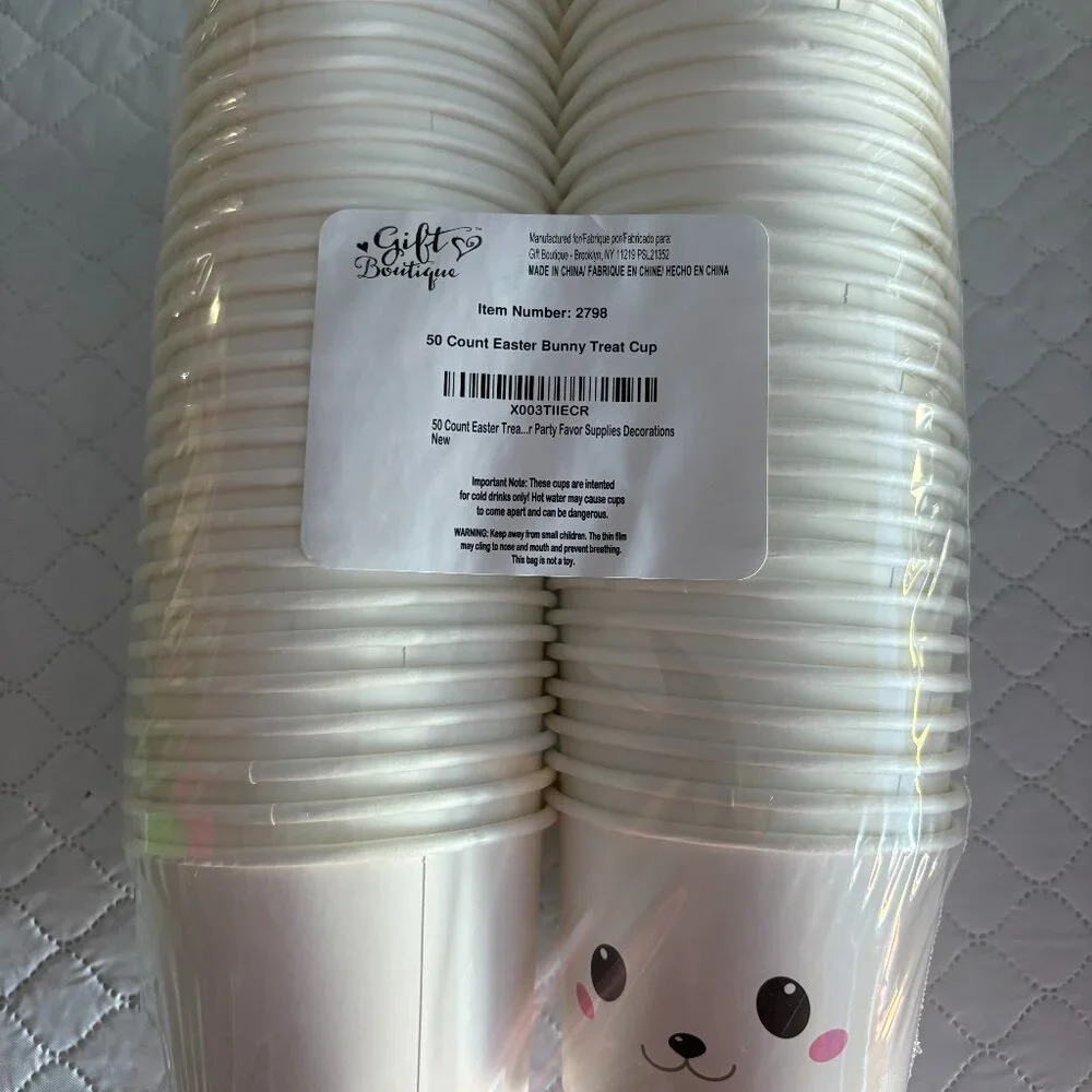 50 Count Easter Bunny Treat Cups party favor supplies decorations.